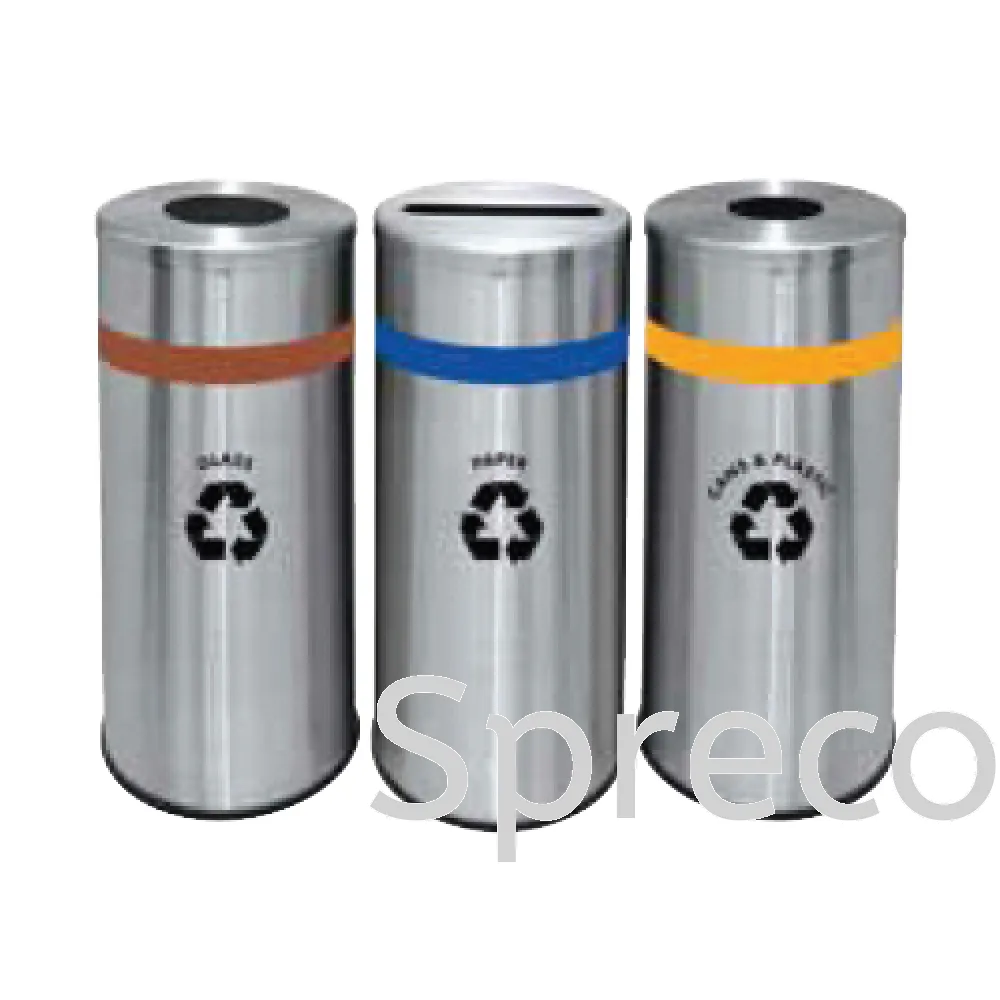 Outdoor Recycle Bin | Triple Trash Can | Stainless Steel Rubbish Bin - EF 017SR