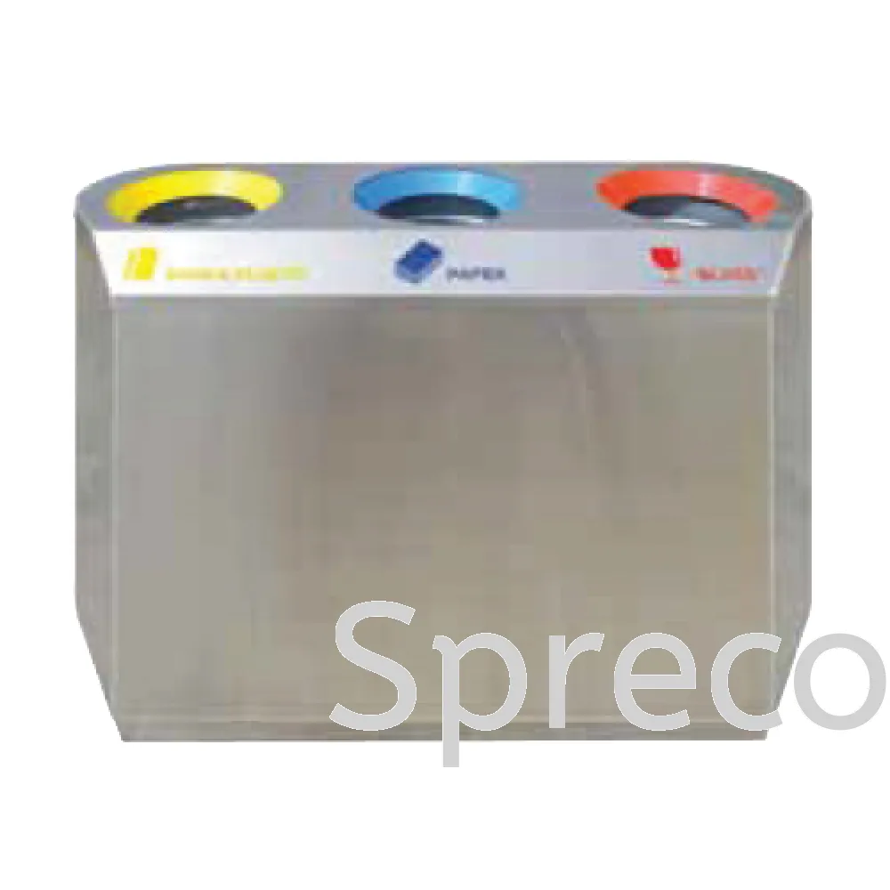 Outdoor Recycle Bin | Triple Trash Can | Stainless Steel Rubbish Bin - EF 020SR