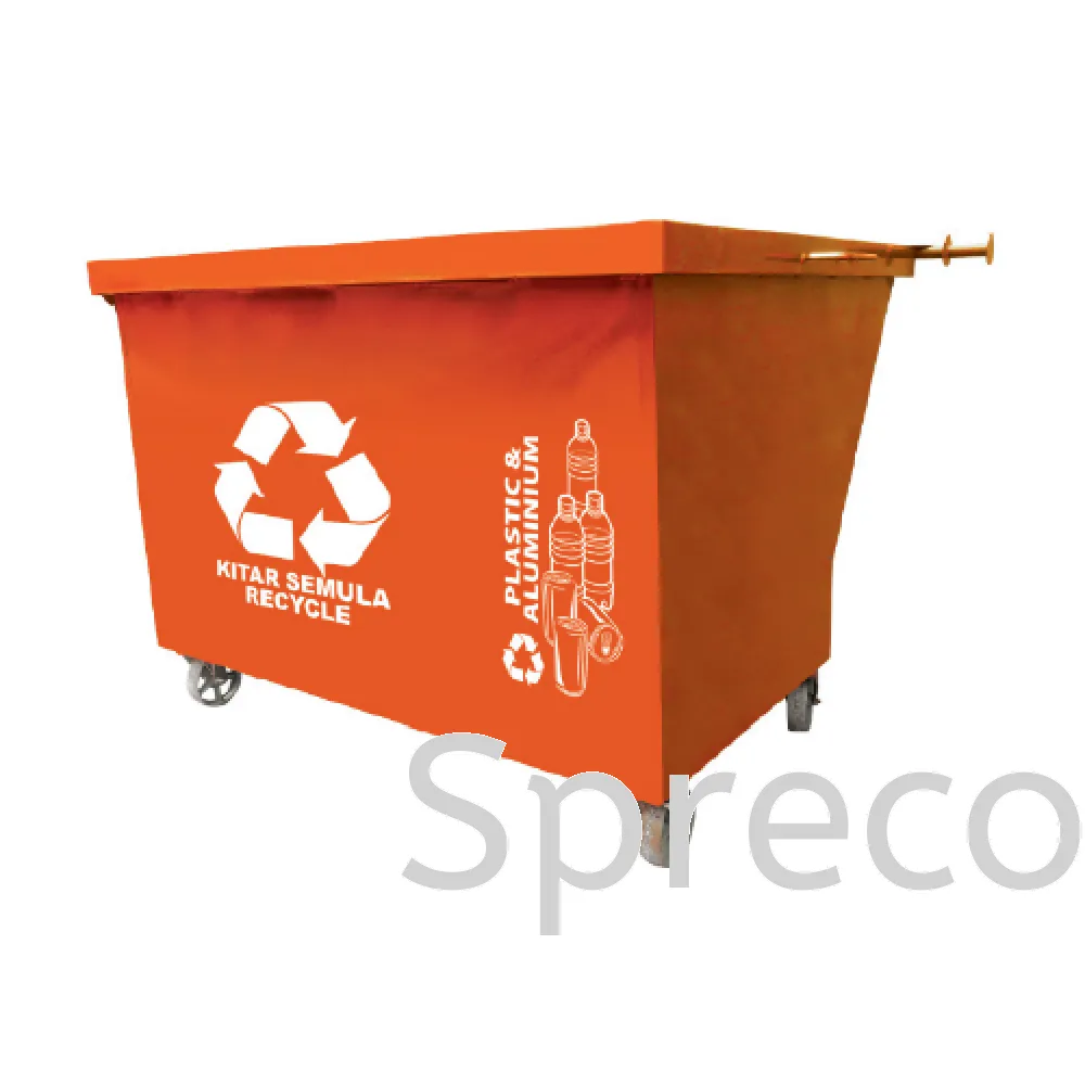 Metal Orange Recycle Bin | Apartment Metal Recycle Bin | Shopping Mall Metal Trash Bin - EF 022SR